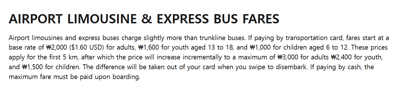 Official Jeju Tourism Organization page showing airport limousine and express bus fares