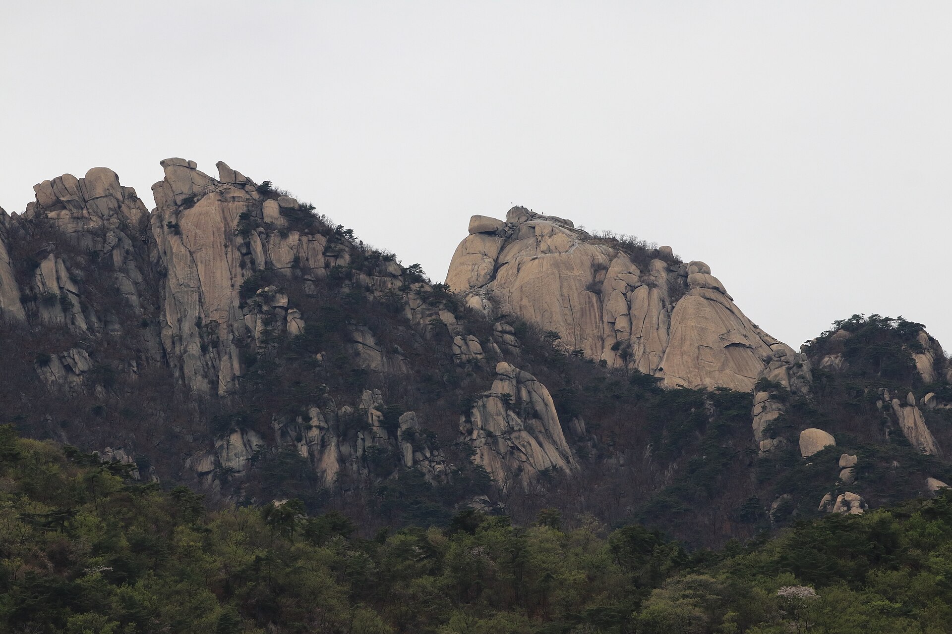 Baegundae terrace on Bukhansan in spring, the summit area for Bukhansan hiking