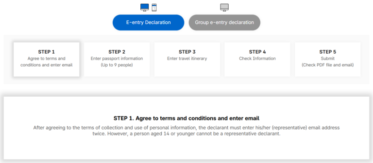 Korea e-Arrival card official site: five-step declaration procedure