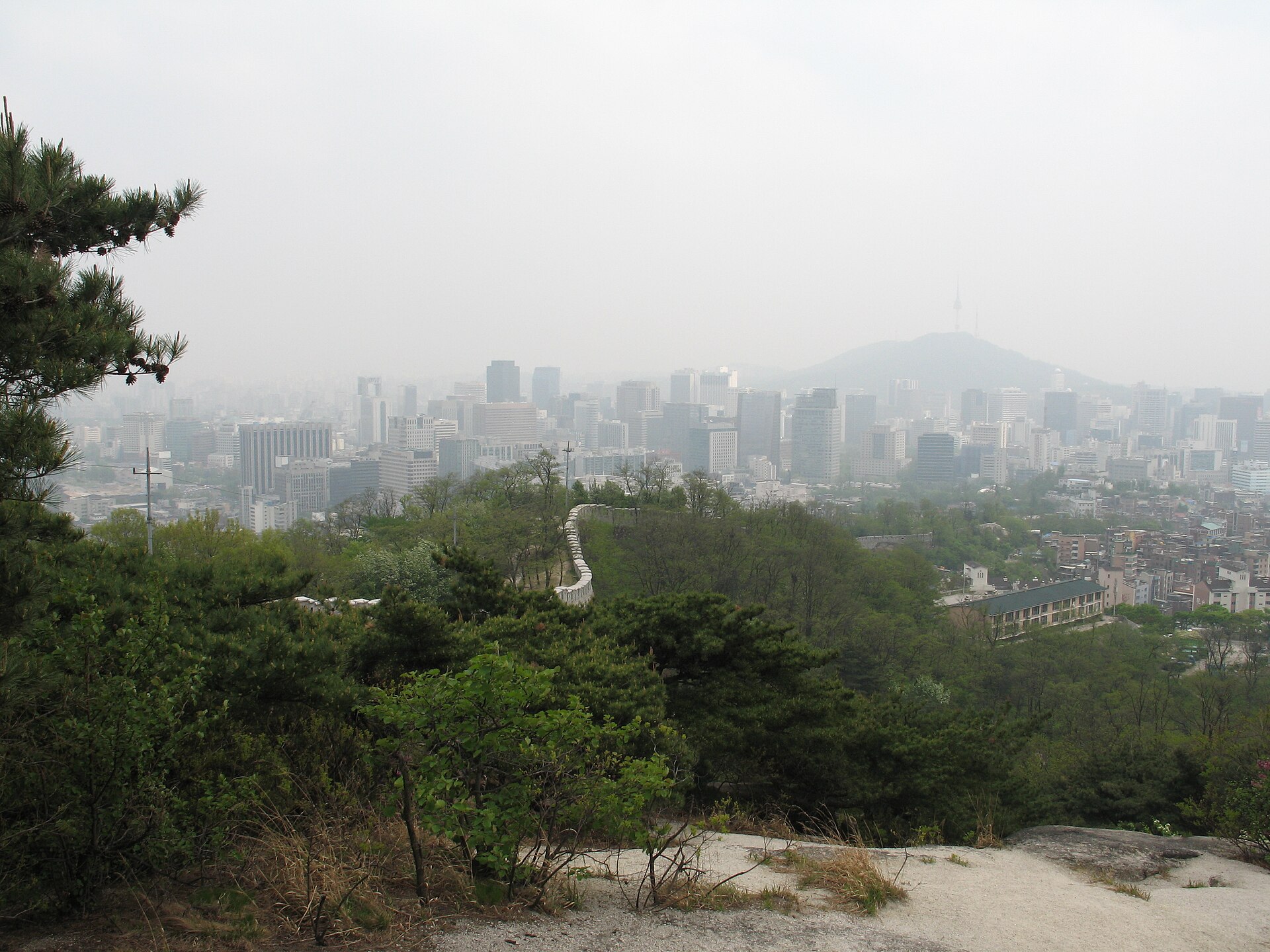 Granite ridge of Inwangsan above central Seoul