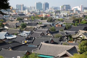 Tiled hanok rooftops in Jeonju Hanok Village