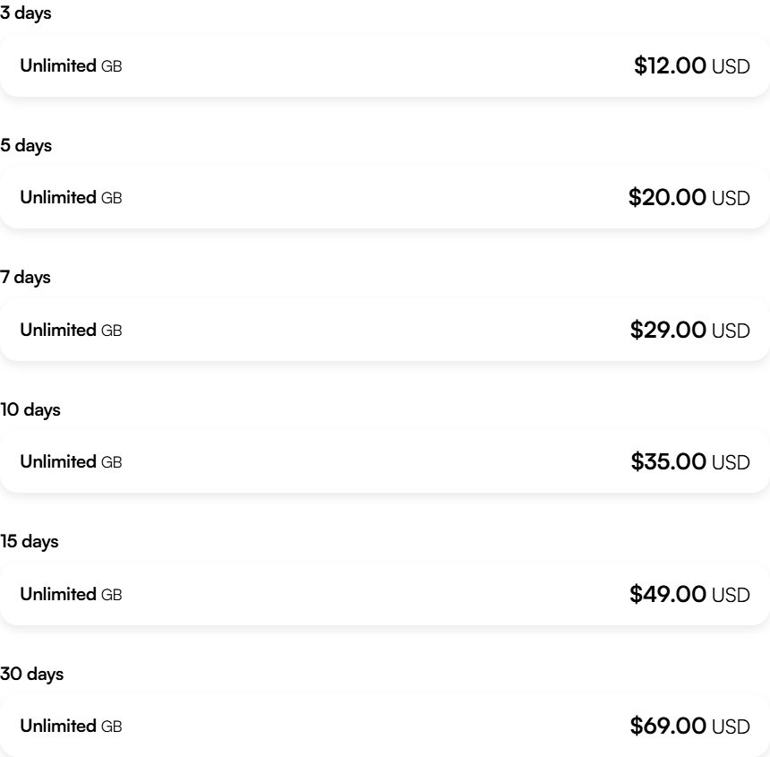 Korea phone plan for foreigners short-stay option: Airalo South Korea unlimited eSIM prices from US$12 to US$69