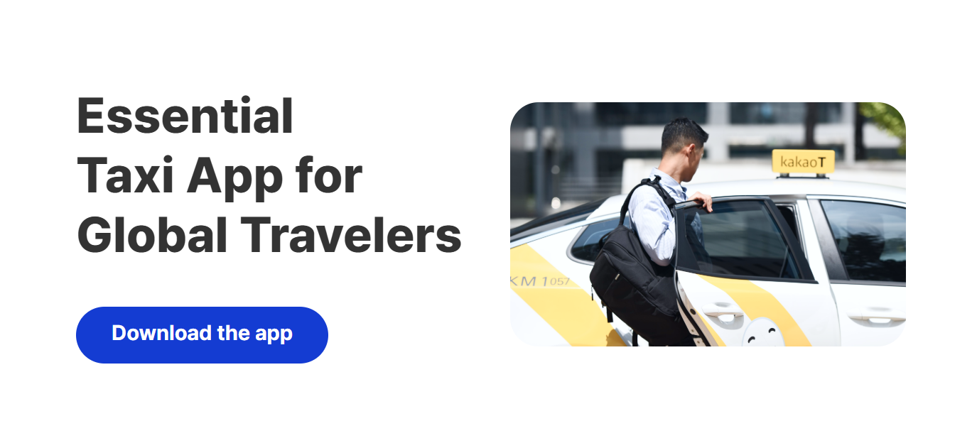 k.ride, the Kakao Mobility taxi app for travellers, an easier alternative to the Kakao T taxi app