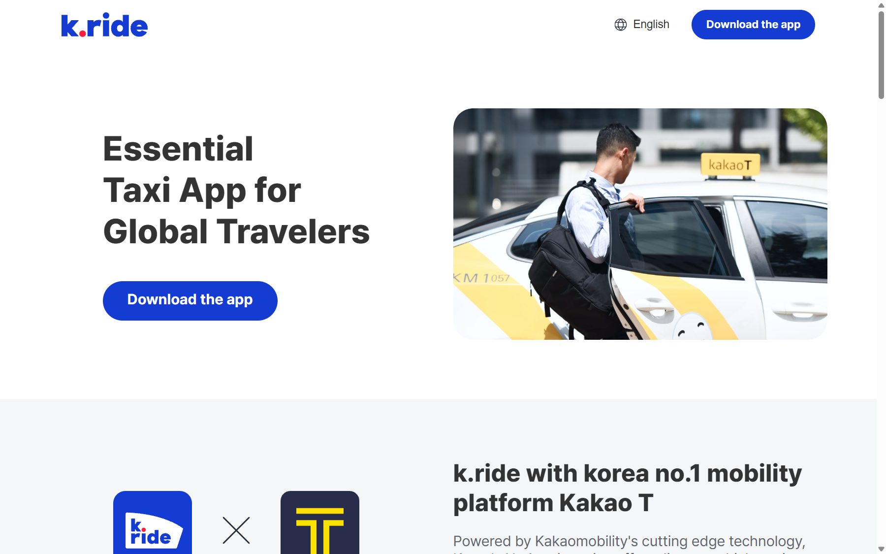 k.ride, the Kakao Mobility taxi app for global travelers in Korea