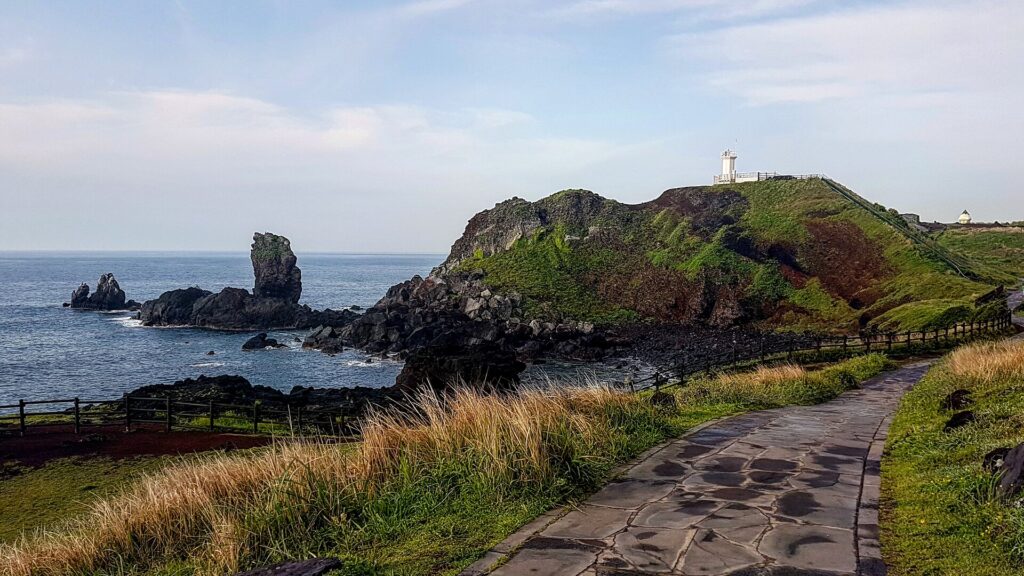 Seopjikoji coastline and walking path on Jeju Island, a coastal location for a Jeju wedding photoshoot