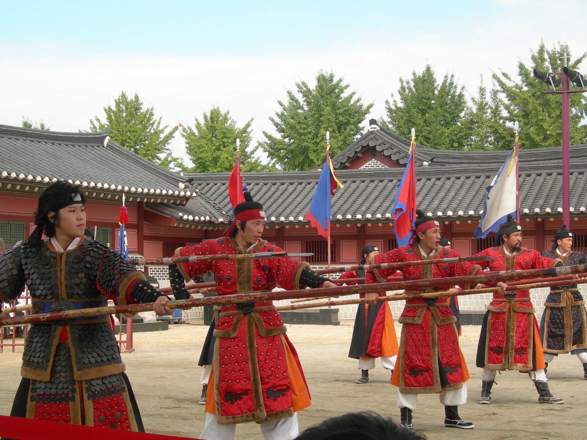Martial artists performing the Muye 24-gi show at Hwaseong Haenggung in Suwon